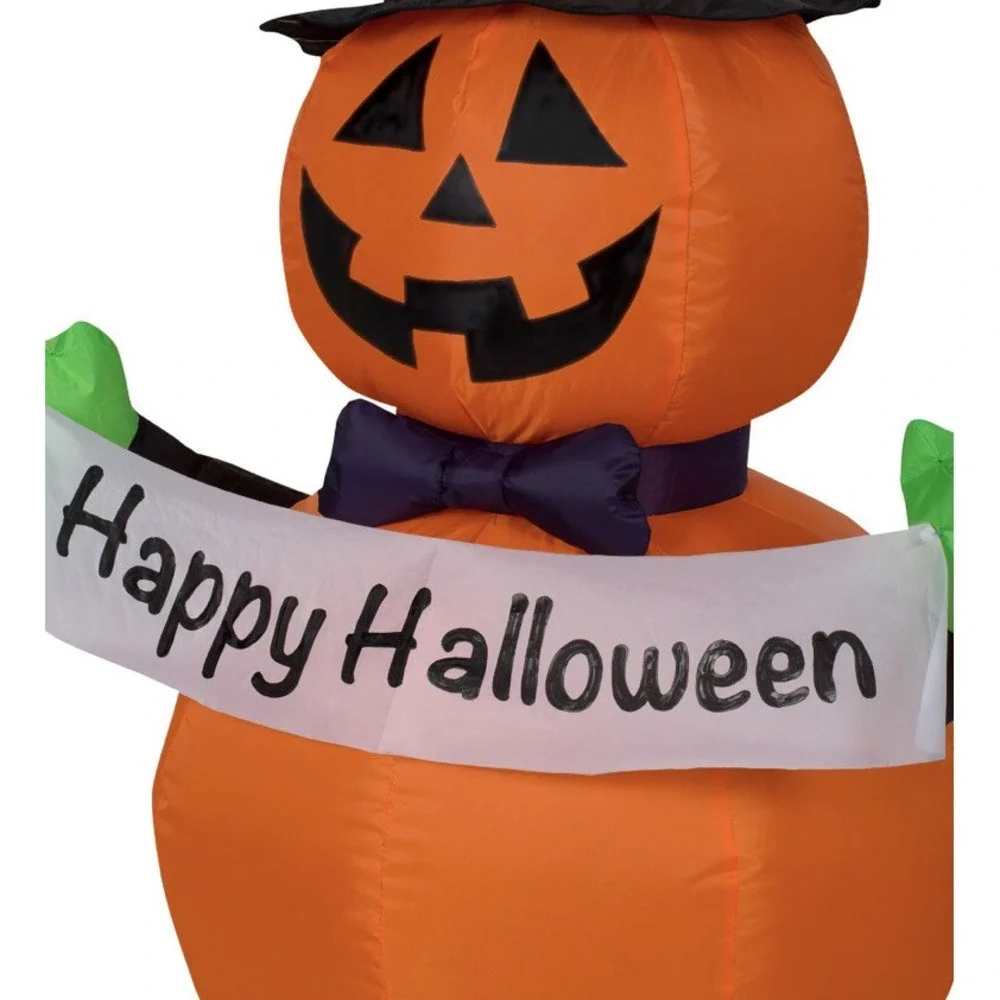 Pumpkin Witch Happy Halloween Inflatable Air Blow Up  Inflatable Lights Up 3.5'